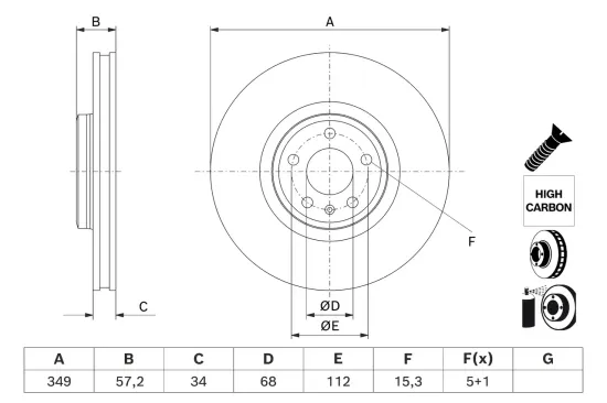 Bremsscheibe BOSCH 0 986 479 J94 Bild Bremsscheibe BOSCH 0 986 479 J94