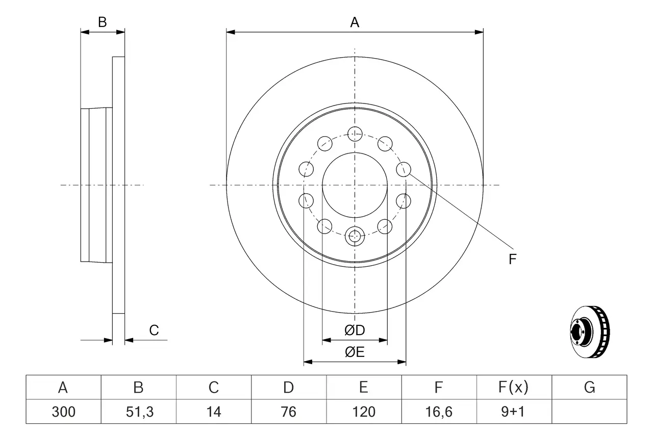 Bremsscheibe Hinterachse BOSCH 0 986 479 K02