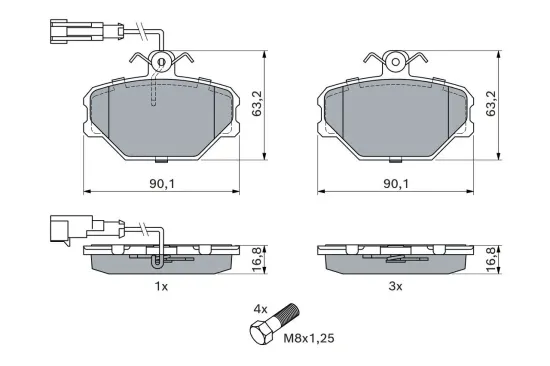 Bremsbelagsatz, Scheibenbremse BOSCH 0 986 491 050 Bild Bremsbelagsatz, Scheibenbremse BOSCH 0 986 491 050