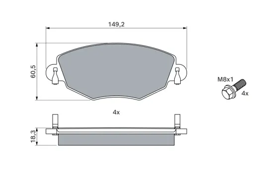 Bremsbelagsatz, Scheibenbremse BOSCH 0 986 494 026 Bild Bremsbelagsatz, Scheibenbremse BOSCH 0 986 494 026