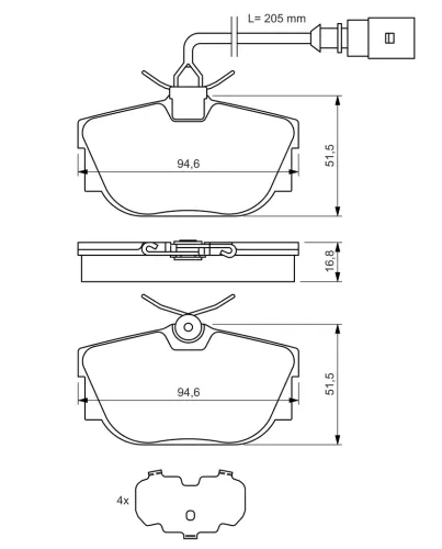 Bremsbelagsatz, Scheibenbremse BOSCH 0 986 494 051 Bild Bremsbelagsatz, Scheibenbremse BOSCH 0 986 494 051