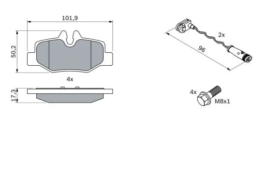 Bremsbelagsatz, Scheibenbremse BOSCH 0 986 494 082 Bild Bremsbelagsatz, Scheibenbremse BOSCH 0 986 494 082