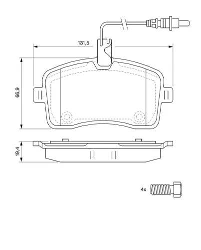 Bremsbelagsatz, Scheibenbremse Vorderachse BOSCH 0 986 494 097 Bild Bremsbelagsatz, Scheibenbremse Vorderachse BOSCH 0 986 494 097