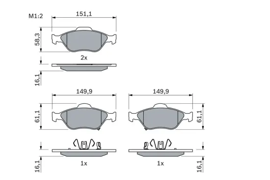 Bremsbelagsatz, Scheibenbremse BOSCH 0 986 494 101 Bild Bremsbelagsatz, Scheibenbremse BOSCH 0 986 494 101