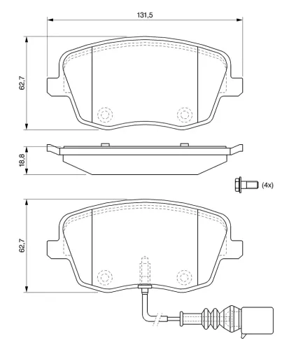 Bremsbelagsatz, Scheibenbremse BOSCH 0 986 494 105 Bild Bremsbelagsatz, Scheibenbremse BOSCH 0 986 494 105