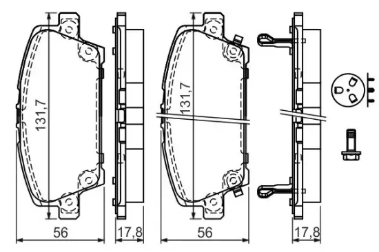 Bremsbelagsatz, Scheibenbremse Vorderachse BOSCH 0 986 494 136 Bild Bremsbelagsatz, Scheibenbremse Vorderachse BOSCH 0 986 494 136