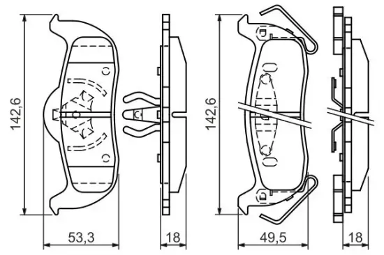 Bremsbelagsatz, Scheibenbremse Hinterachse BOSCH 0 986 494 142 Bild Bremsbelagsatz, Scheibenbremse Hinterachse BOSCH 0 986 494 142
