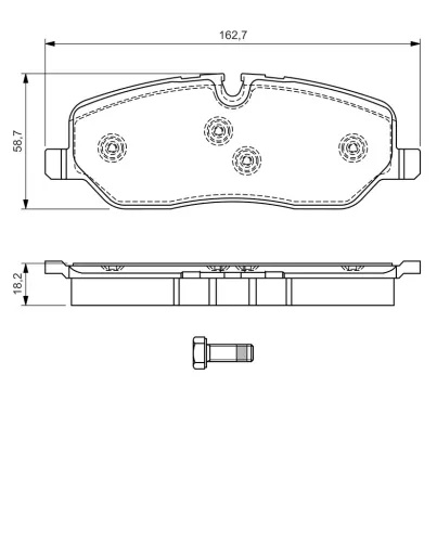 Bremsbelagsatz, Scheibenbremse Vorderachse BOSCH 0 986 494 147 Bild Bremsbelagsatz, Scheibenbremse Vorderachse BOSCH 0 986 494 147