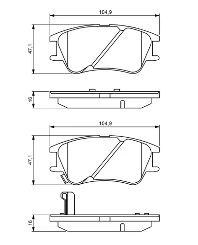 Bremsbelagsatz, Scheibenbremse Vorderachse BOSCH 0 986 494 155 Bild Bremsbelagsatz, Scheibenbremse Vorderachse BOSCH 0 986 494 155