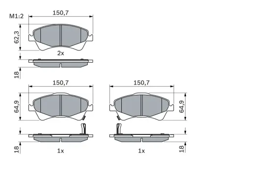 Bremsbelagsatz, Scheibenbremse BOSCH 0 986 494 187 Bild Bremsbelagsatz, Scheibenbremse BOSCH 0 986 494 187