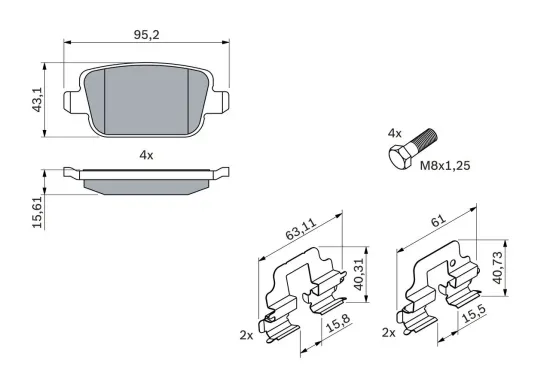 Bremsbelagsatz, Scheibenbremse BOSCH 0 986 494 214 Bild Bremsbelagsatz, Scheibenbremse BOSCH 0 986 494 214