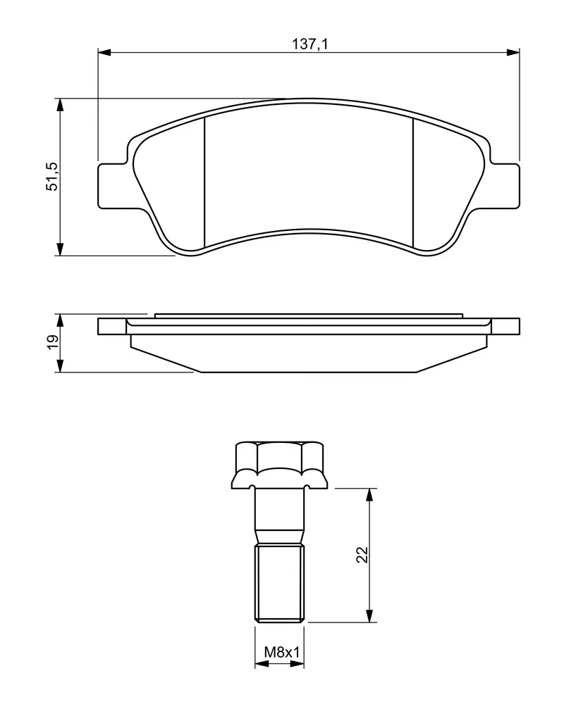 Bremsbelagsatz, Scheibenbremse Vorderachse BOSCH 0 986 494 270