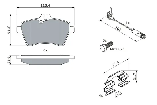 Bremsbelagsatz, Scheibenbremse BOSCH 0 986 494 290 Bild Bremsbelagsatz, Scheibenbremse BOSCH 0 986 494 290