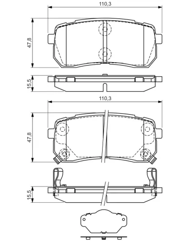 Bremsbelagsatz, Scheibenbremse Hinterachse BOSCH 0 986 494 327 Bild Bremsbelagsatz, Scheibenbremse Hinterachse BOSCH 0 986 494 327