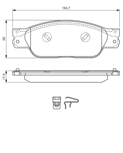 Bremsbelagsatz, Scheibenbremse Vorderachse BOSCH 0 986 494 355 Bild Bremsbelagsatz, Scheibenbremse Vorderachse BOSCH 0 986 494 355