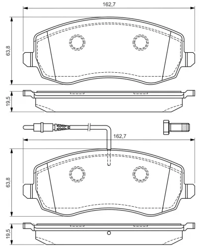 Bremsbelagsatz, Scheibenbremse Vorderachse BOSCH 0 986 494 385 Bild Bremsbelagsatz, Scheibenbremse Vorderachse BOSCH 0 986 494 385