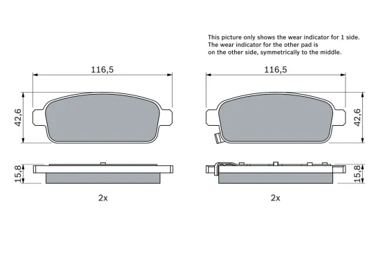 Bremsbelagsatz, Scheibenbremse Hinterachse BOSCH 0 986 494 435 Bild Bremsbelagsatz, Scheibenbremse Hinterachse BOSCH 0 986 494 435