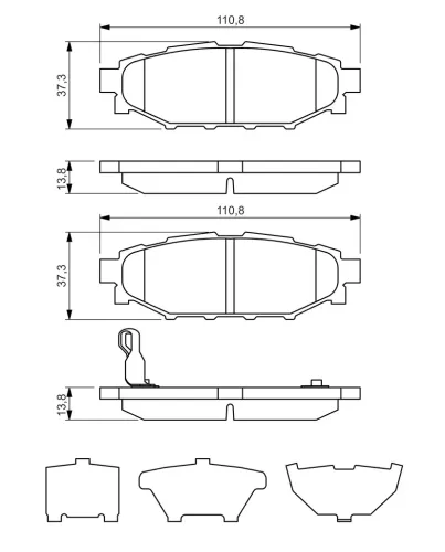 Bremsbelagsatz, Scheibenbremse Hinterachse BOSCH 0 986 494 444 Bild Bremsbelagsatz, Scheibenbremse Hinterachse BOSCH 0 986 494 444