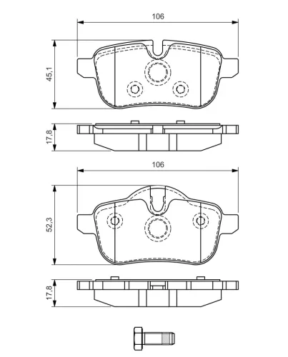 Bremsbelagsatz, Scheibenbremse Hinterachse BOSCH 0 986 494 450 Bild Bremsbelagsatz, Scheibenbremse Hinterachse BOSCH 0 986 494 450
