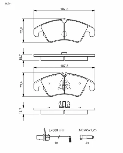 Bremsbelagsatz, Scheibenbremse BOSCH 0 986 494 456 Bild Bremsbelagsatz, Scheibenbremse BOSCH 0 986 494 456
