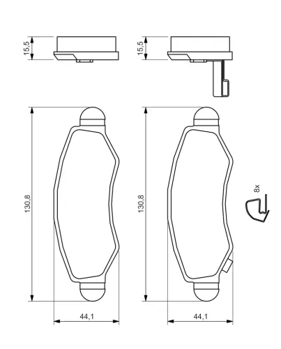 Bremsbelagsatz, Scheibenbremse Vorderachse BOSCH 0 986 494 458 Bild Bremsbelagsatz, Scheibenbremse Vorderachse BOSCH 0 986 494 458