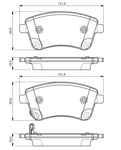 Bremsbelagsatz, Scheibenbremse Vorderachse BOSCH 0 986 494 552 Bild Bremsbelagsatz, Scheibenbremse Vorderachse BOSCH 0 986 494 552