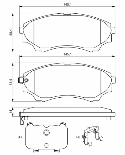 Bremsbelagsatz, Scheibenbremse BOSCH 0 986 494 587 Bild Bremsbelagsatz, Scheibenbremse BOSCH 0 986 494 587