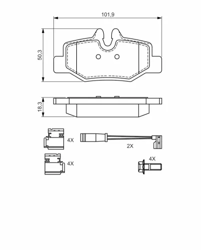 Bremsbelagsatz, Scheibenbremse Hinterachse BOSCH 0 986 494 603 Bild Bremsbelagsatz, Scheibenbremse Hinterachse BOSCH 0 986 494 603