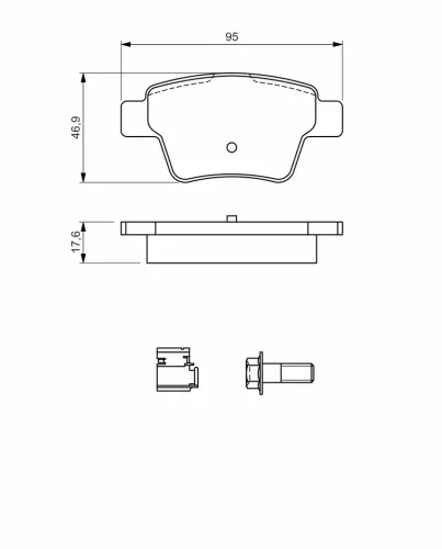 Bremsbelagsatz, Scheibenbremse Hinterachse BOSCH 0 986 494 605 Bild Bremsbelagsatz, Scheibenbremse Hinterachse BOSCH 0 986 494 605