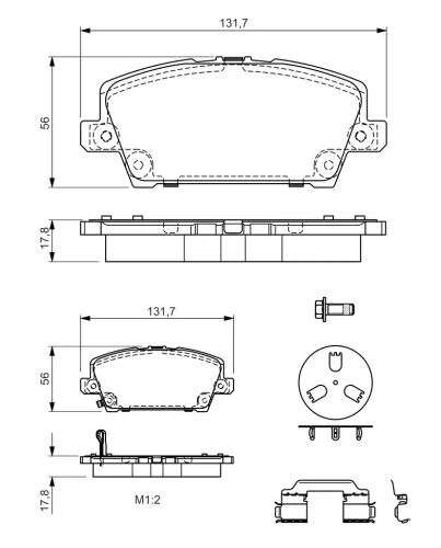 Bremsbelagsatz, Scheibenbremse Vorderachse BOSCH 0 986 494 611 Bild Bremsbelagsatz, Scheibenbremse Vorderachse BOSCH 0 986 494 611