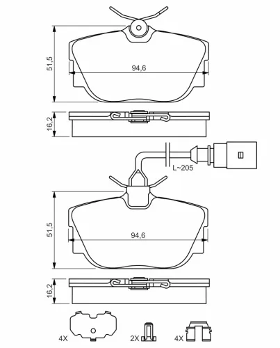 Bremsbelagsatz, Scheibenbremse BOSCH 0 986 494 619 Bild Bremsbelagsatz, Scheibenbremse BOSCH 0 986 494 619