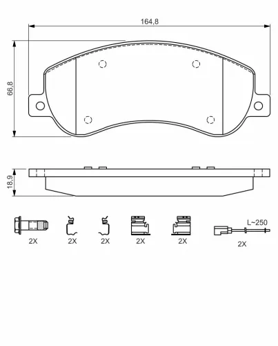 Bremsbelagsatz, Scheibenbremse BOSCH 0 986 494 624 Bild Bremsbelagsatz, Scheibenbremse BOSCH 0 986 494 624