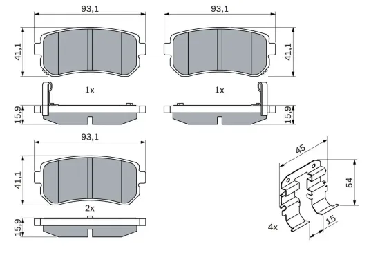 Bremsbelagsatz, Scheibenbremse BOSCH 0 986 494 627 Bild Bremsbelagsatz, Scheibenbremse BOSCH 0 986 494 627