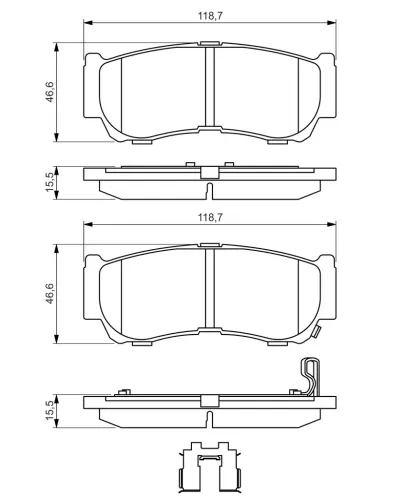 Bremsbelagsatz, Scheibenbremse Hinterachse BOSCH 0 986 494 628 Bild Bremsbelagsatz, Scheibenbremse Hinterachse BOSCH 0 986 494 628
