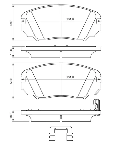 Bremsbelagsatz, Scheibenbremse Vorderachse BOSCH 0 986 494 632 Bild Bremsbelagsatz, Scheibenbremse Vorderachse BOSCH 0 986 494 632