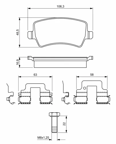 Bremsbelagsatz, Scheibenbremse BOSCH 0 986 494 641 Bild Bremsbelagsatz, Scheibenbremse BOSCH 0 986 494 641
