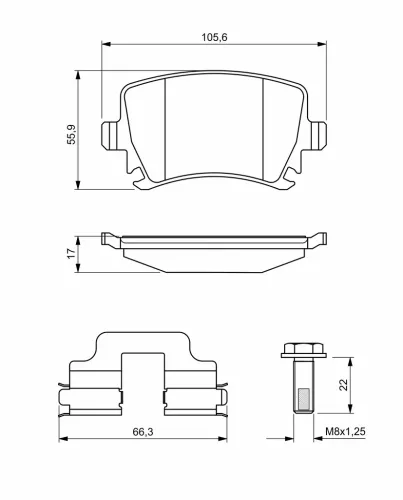 Bremsbelagsatz, Scheibenbremse BOSCH 0 986 494 649 Bild Bremsbelagsatz, Scheibenbremse BOSCH 0 986 494 649