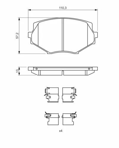 Bremsbelagsatz, Scheibenbremse Vorderachse BOSCH 0 986 494 655 Bild Bremsbelagsatz, Scheibenbremse Vorderachse BOSCH 0 986 494 655
