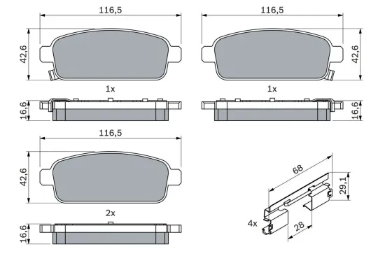 Bremsbelagsatz, Scheibenbremse BOSCH 0 986 494 666 Bild Bremsbelagsatz, Scheibenbremse BOSCH 0 986 494 666