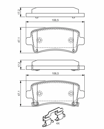 Bremsbelagsatz, Scheibenbremse Hinterachse BOSCH 0 986 494 668 Bild Bremsbelagsatz, Scheibenbremse Hinterachse BOSCH 0 986 494 668