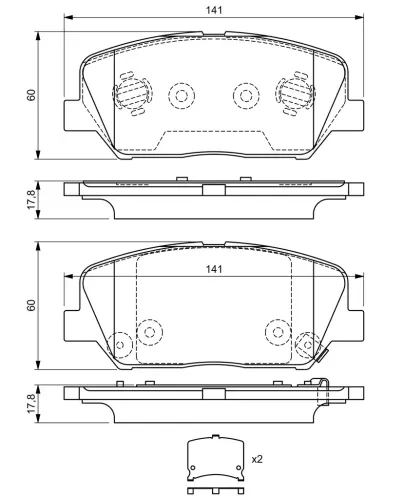 Bremsbelagsatz, Scheibenbremse Vorderachse BOSCH 0 986 494 671 Bild Bremsbelagsatz, Scheibenbremse Vorderachse BOSCH 0 986 494 671
