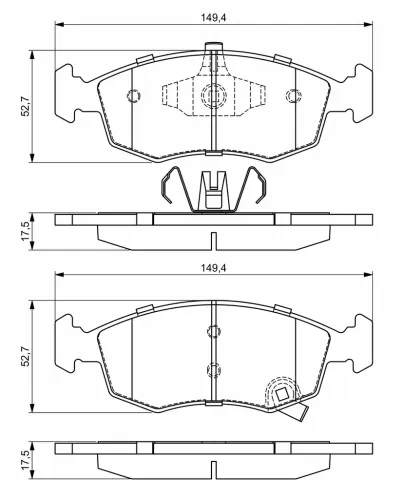 Bremsbelagsatz, Scheibenbremse Vorderachse BOSCH 0 986 494 687 Bild Bremsbelagsatz, Scheibenbremse Vorderachse BOSCH 0 986 494 687