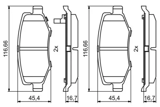 Bremsbelagsatz, Scheibenbremse Hinterachse BOSCH 0 986 494 706 Bild Bremsbelagsatz, Scheibenbremse Hinterachse BOSCH 0 986 494 706