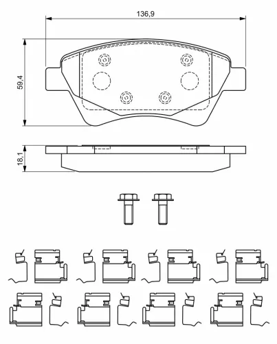 Bremsbelagsatz, Scheibenbremse Vorderachse BOSCH 0 986 494 725 Bild Bremsbelagsatz, Scheibenbremse Vorderachse BOSCH 0 986 494 725