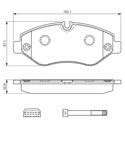 Bremsbelagsatz, Scheibenbremse Vorderachse BOSCH 0 986 494 728 Bild Bremsbelagsatz, Scheibenbremse Vorderachse BOSCH 0 986 494 728