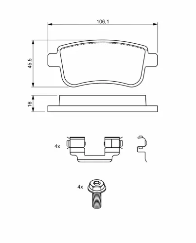 Bremsbelagsatz, Scheibenbremse Hinterachse BOSCH 0 986 494 735 Bild Bremsbelagsatz, Scheibenbremse Hinterachse BOSCH 0 986 494 735