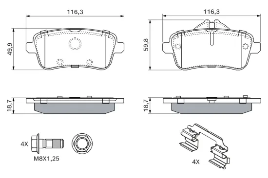 Bremsbelagsatz, Scheibenbremse BOSCH 0 986 494 783 Bild Bremsbelagsatz, Scheibenbremse BOSCH 0 986 494 783