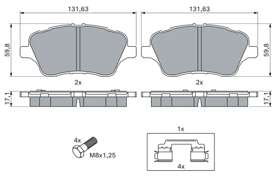 Bremsbelagsatz, Scheibenbremse Vorderachse BOSCH 0 986 494 792 Bild Bremsbelagsatz, Scheibenbremse Vorderachse BOSCH 0 986 494 792