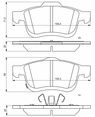 Bremsbelagsatz, Scheibenbremse Vorderachse BOSCH 0 986 494 801 Bild Bremsbelagsatz, Scheibenbremse Vorderachse BOSCH 0 986 494 801