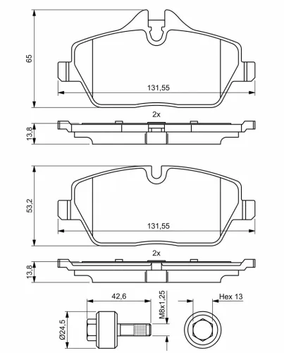 Bremsbelagsatz, Scheibenbremse Vorderachse BOSCH 0 986 494 813 Bild Bremsbelagsatz, Scheibenbremse Vorderachse BOSCH 0 986 494 813